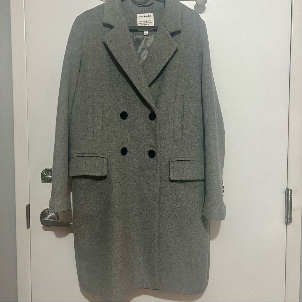 Frank & Oak Gray Double-Breasted Coat